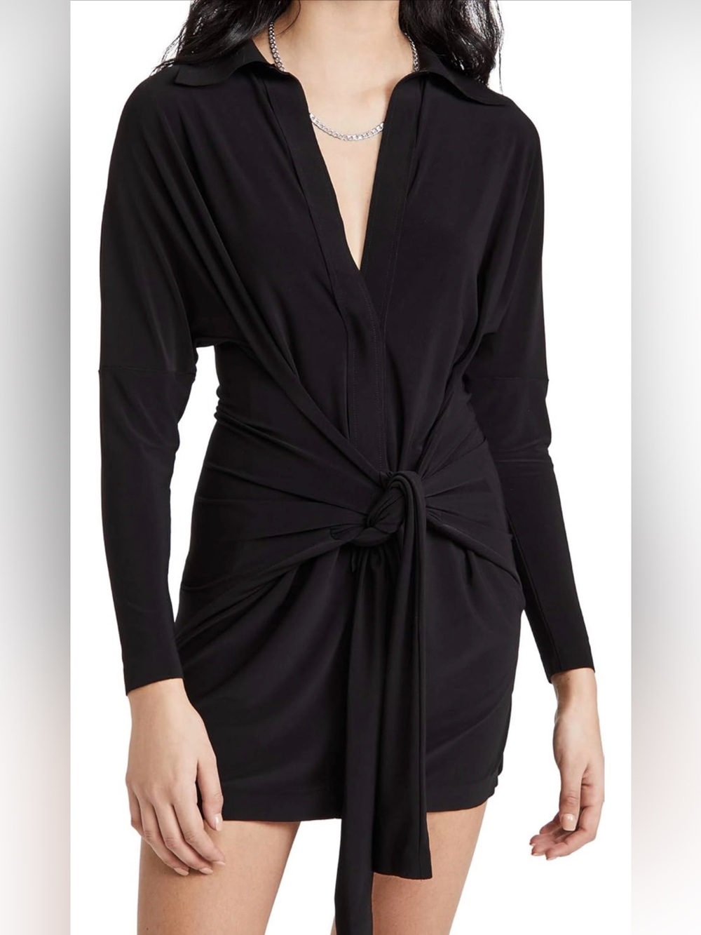 Norma Kamali Sz S Black Wrap Tie Front Little Black Dress